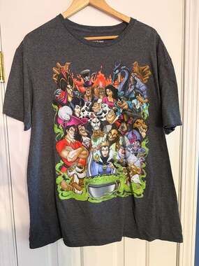 Disney Villains Group Collage Heathered Grey Graphic T-Shirt